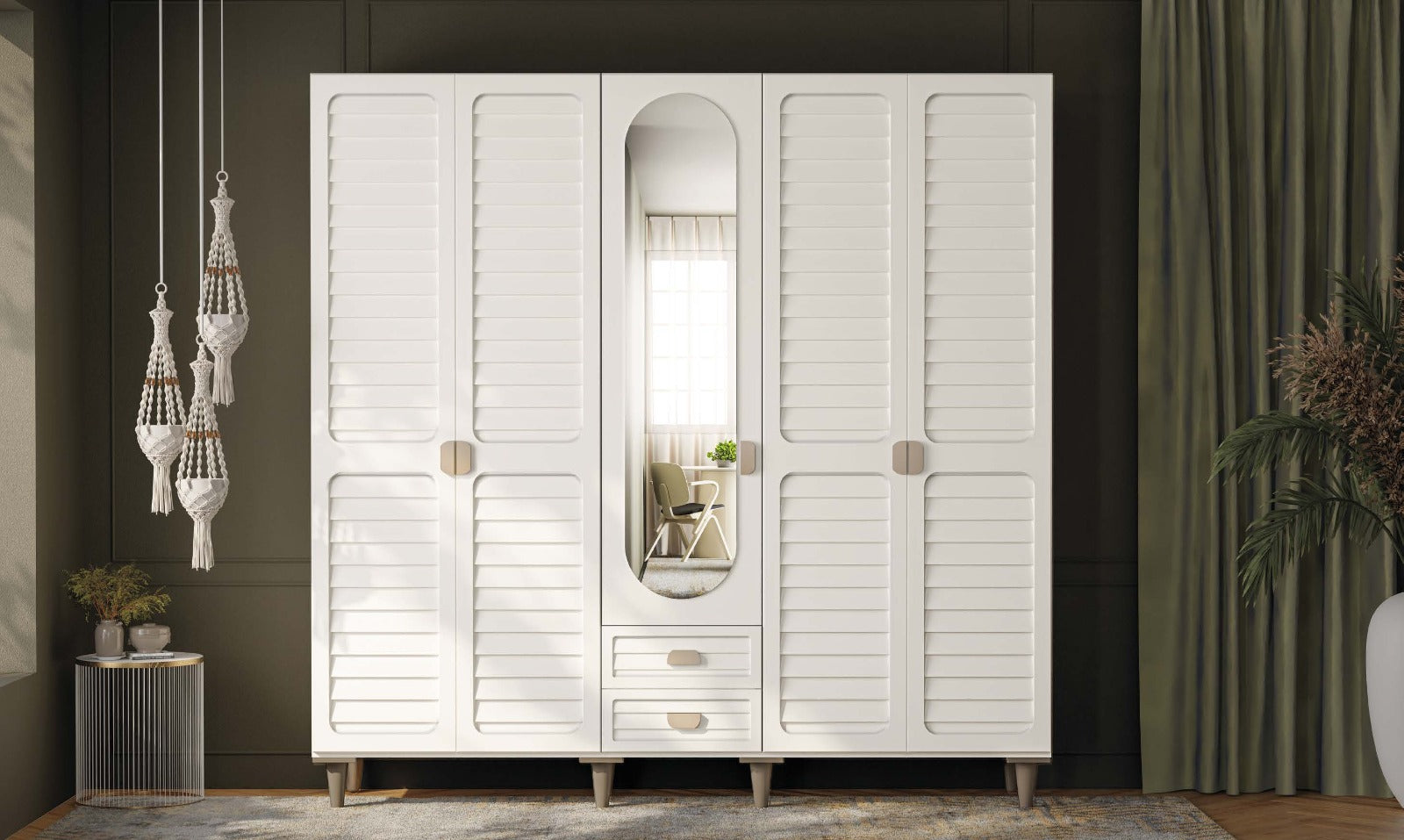 Lavender 5-Door MDF Wardrobe