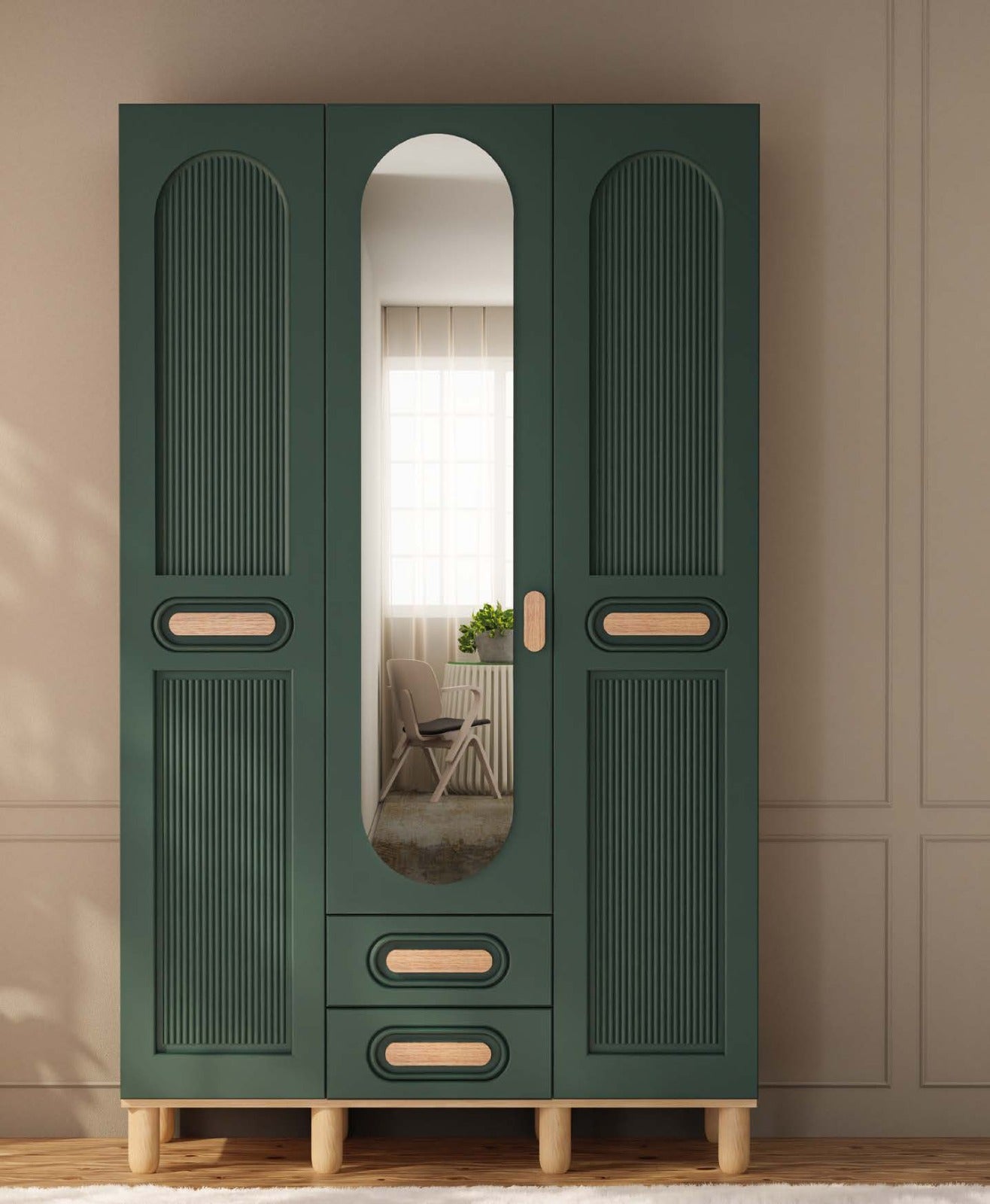 Begonya 3-Door MDF Wardrobe